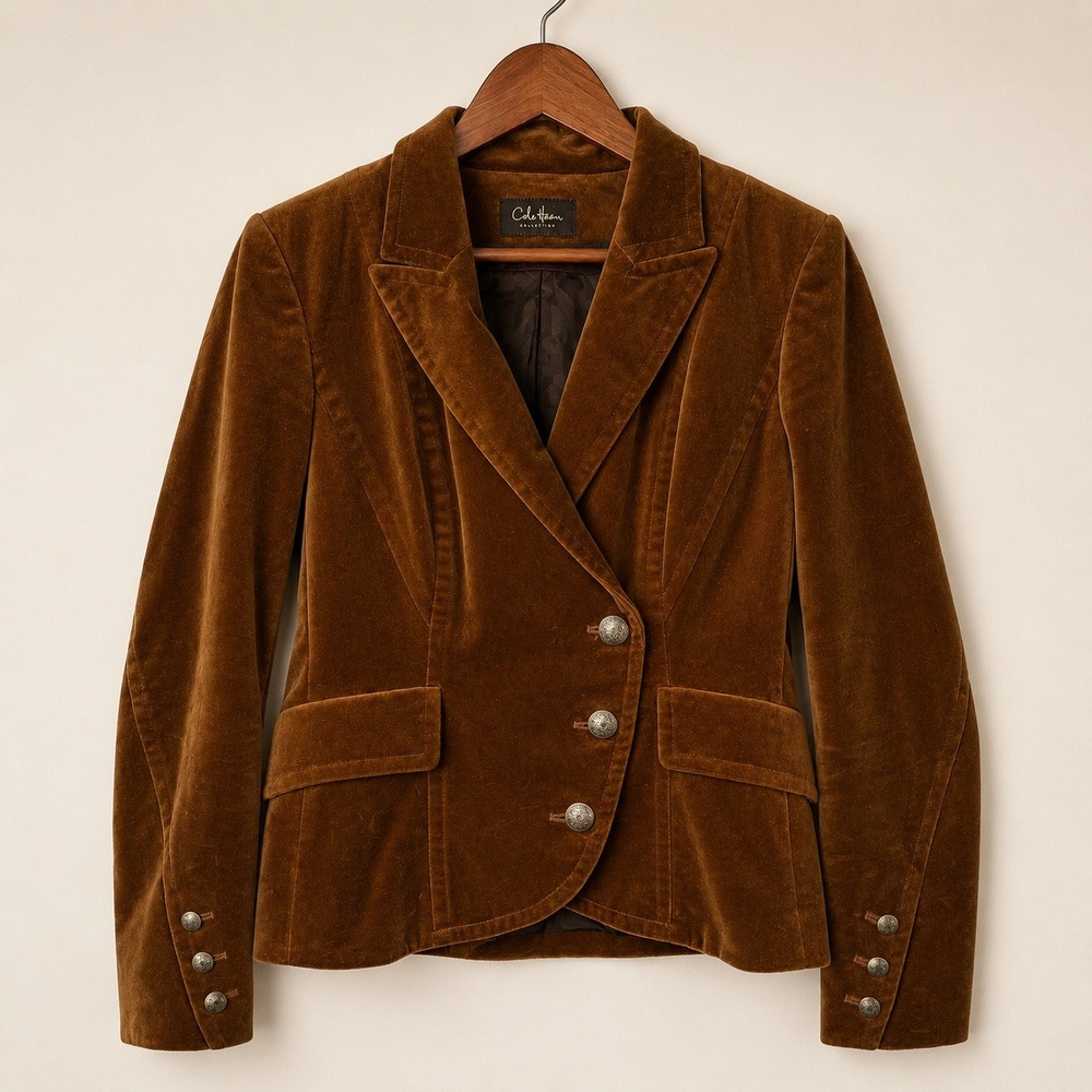 Cole Haan Collection Brown Velvet Equestrian Blazer Ornate Buttons Sm-see note - Picture 1 of 10